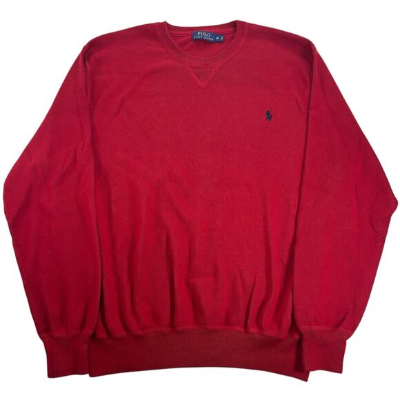 Polo Ralph Lauren Red Crewneck Sweater Men's XL Sweatshirt Embroidered Pony - Picture 1 of 5